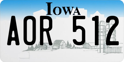 IA license plate AOR512
