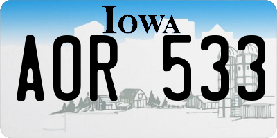 IA license plate AOR533