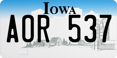 IA license plate AOR537