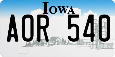 IA license plate AOR540