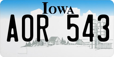 IA license plate AOR543