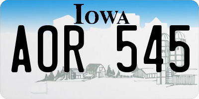IA license plate AOR545