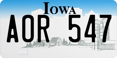 IA license plate AOR547