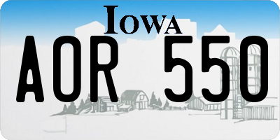 IA license plate AOR550