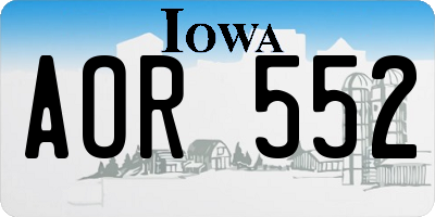 IA license plate AOR552