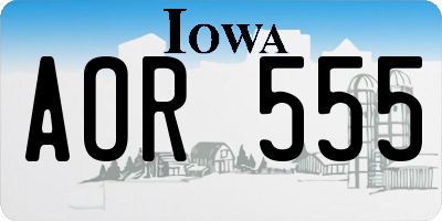 IA license plate AOR555