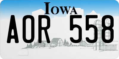 IA license plate AOR558