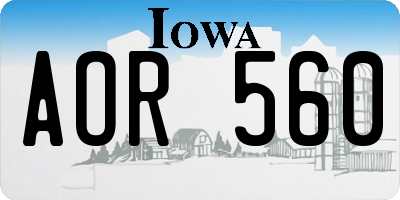 IA license plate AOR560