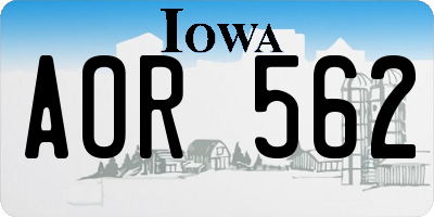 IA license plate AOR562