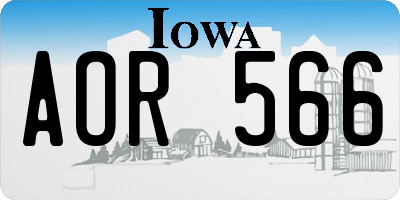 IA license plate AOR566