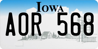 IA license plate AOR568