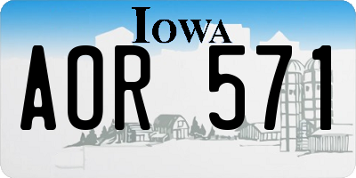 IA license plate AOR571