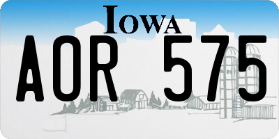 IA license plate AOR575