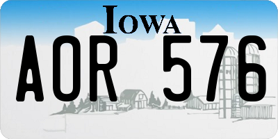 IA license plate AOR576