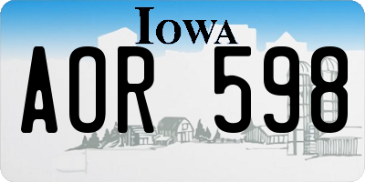 IA license plate AOR598