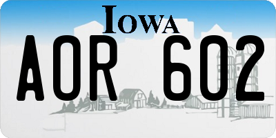 IA license plate AOR602