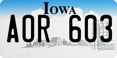 IA license plate AOR603