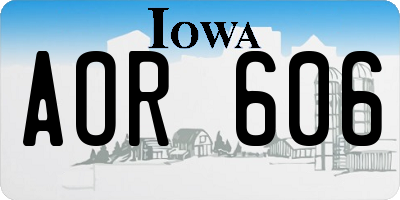 IA license plate AOR606