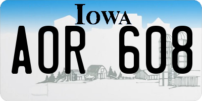 IA license plate AOR608