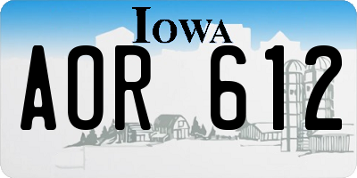 IA license plate AOR612