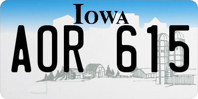 IA license plate AOR615