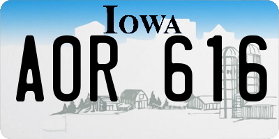 IA license plate AOR616