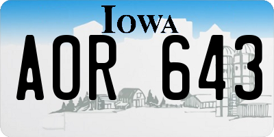 IA license plate AOR643