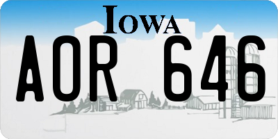 IA license plate AOR646