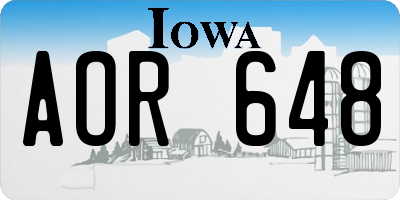IA license plate AOR648