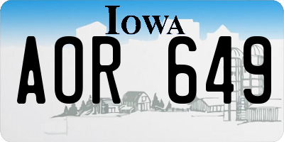 IA license plate AOR649