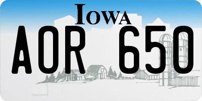 IA license plate AOR650