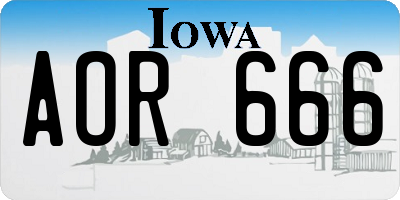 IA license plate AOR666