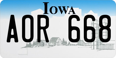 IA license plate AOR668