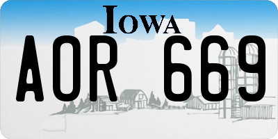 IA license plate AOR669