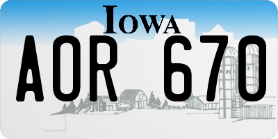 IA license plate AOR670
