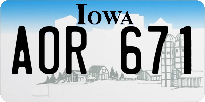 IA license plate AOR671