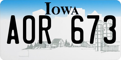 IA license plate AOR673