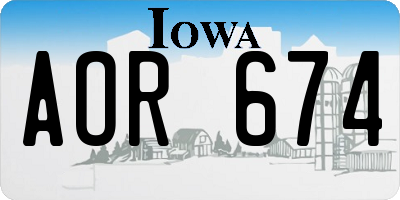 IA license plate AOR674