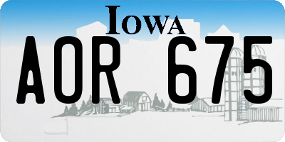 IA license plate AOR675