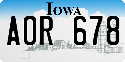 IA license plate AOR678