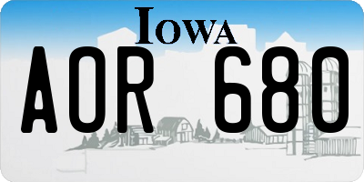 IA license plate AOR680