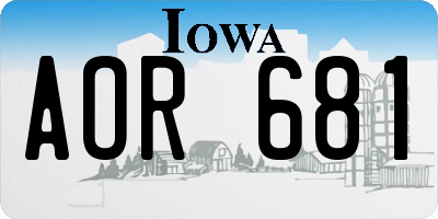 IA license plate AOR681