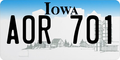 IA license plate AOR701