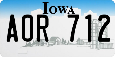 IA license plate AOR712