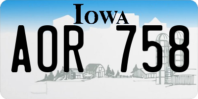 IA license plate AOR758