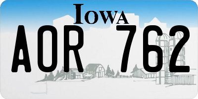 IA license plate AOR762