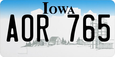 IA license plate AOR765