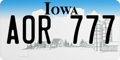 IA license plate AOR777