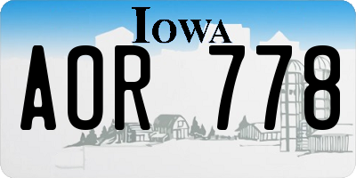 IA license plate AOR778
