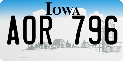 IA license plate AOR796